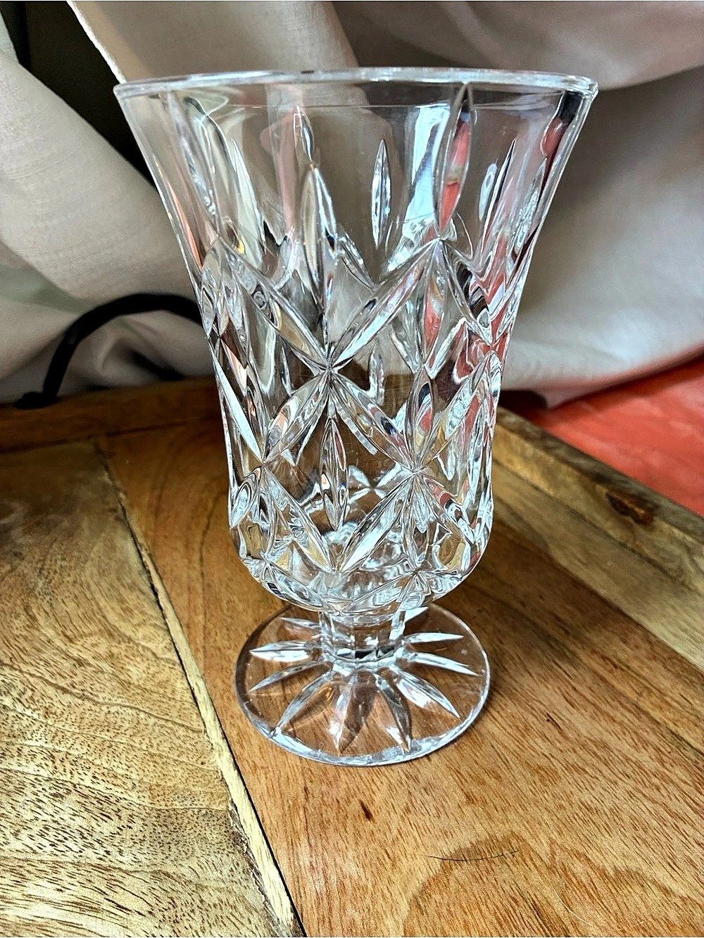 Mikasa Clear Cut Crystal Footed Vase